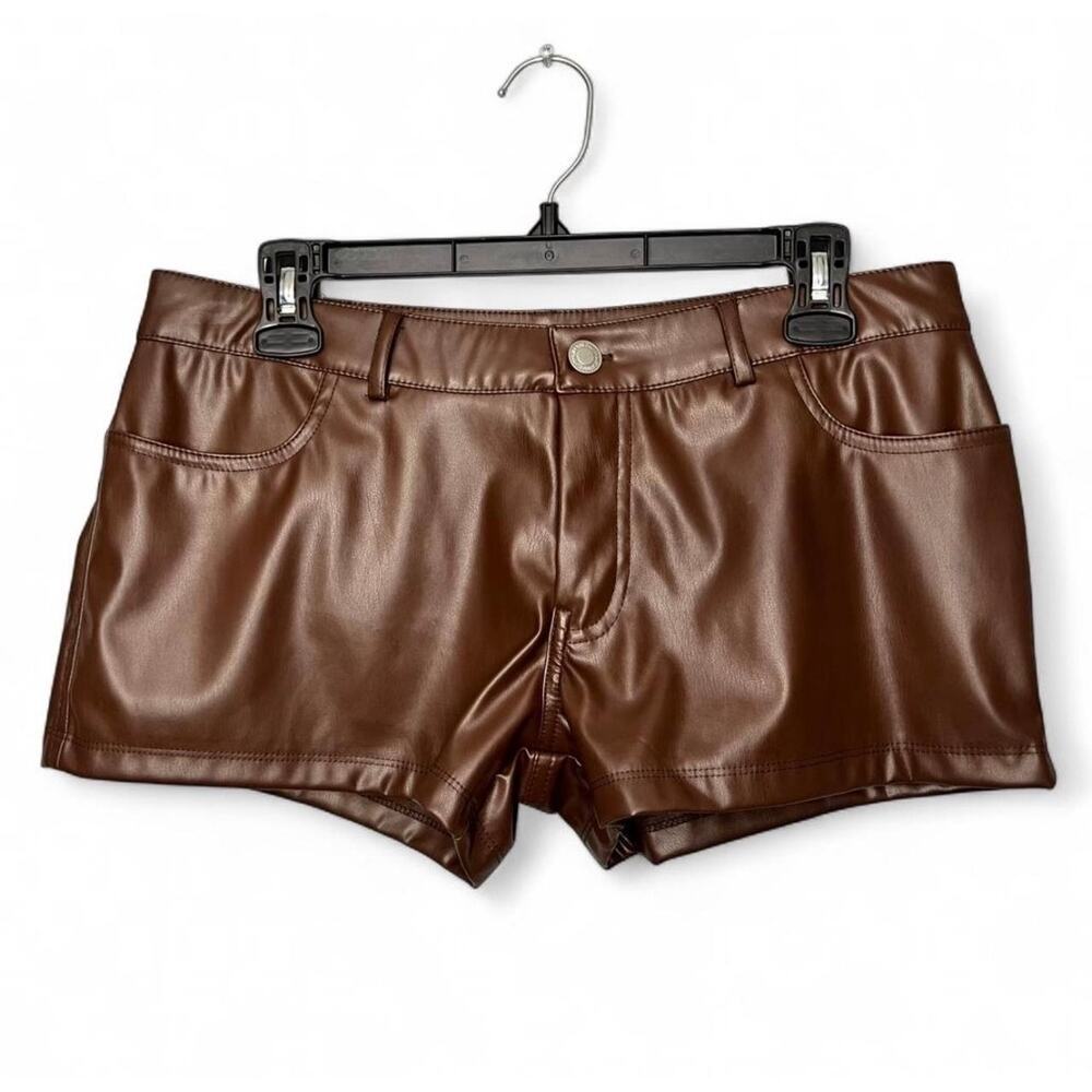 Brown Faux Leather Shorts Medium Hot Shorts Biker Boho Chic Pleather Grunge